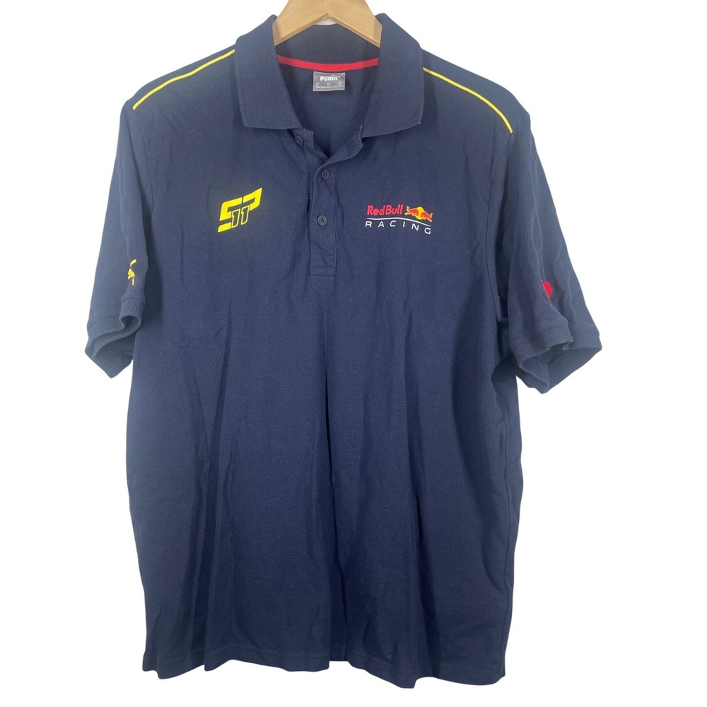 Puma Mens Red Bull Racing Polo Shirt Navy Blue XL F1 Motorsport Team Logo